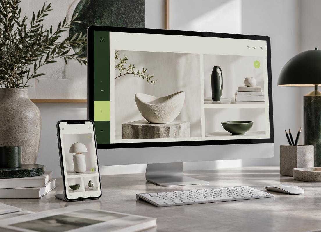 Concept for an online shop on desktop and phone
