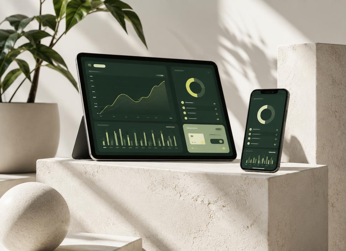 Concept for a finance dashboard on tablet and phone